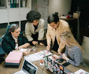 team reviewing office emergency plan